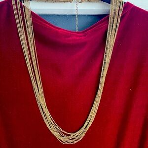 Beautiful gold toned fine strands make this necklace classic!